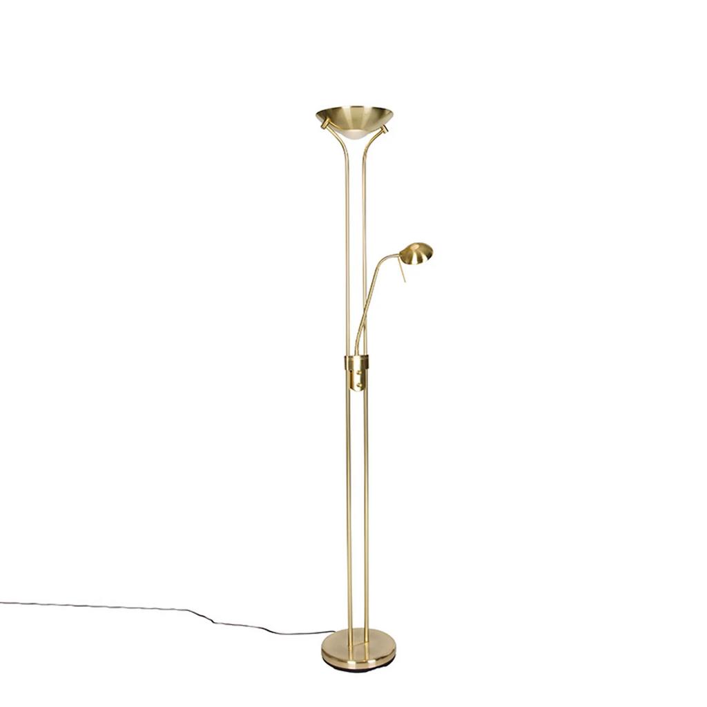 Moderne vloerlamp messing met leeslamp, Huis en Inrichting, Lampen | Vloerlampen, Ophalen, Nieuw