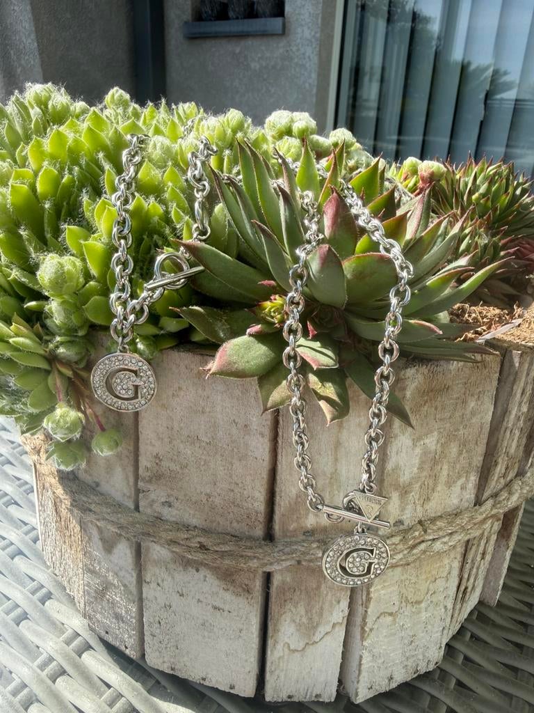 Set met 1 halsketting en 1 GUESS-armband, Ophalen, Gebruikt, Zilver, Met strass
