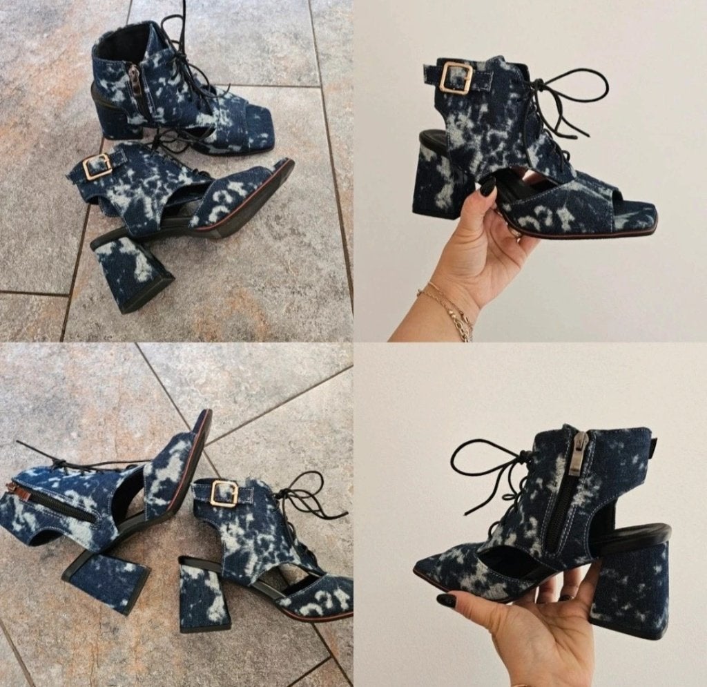 sandales en jean à talons, ANDERE, Enlèvement ou Envoi, Comme neuf, Bleu