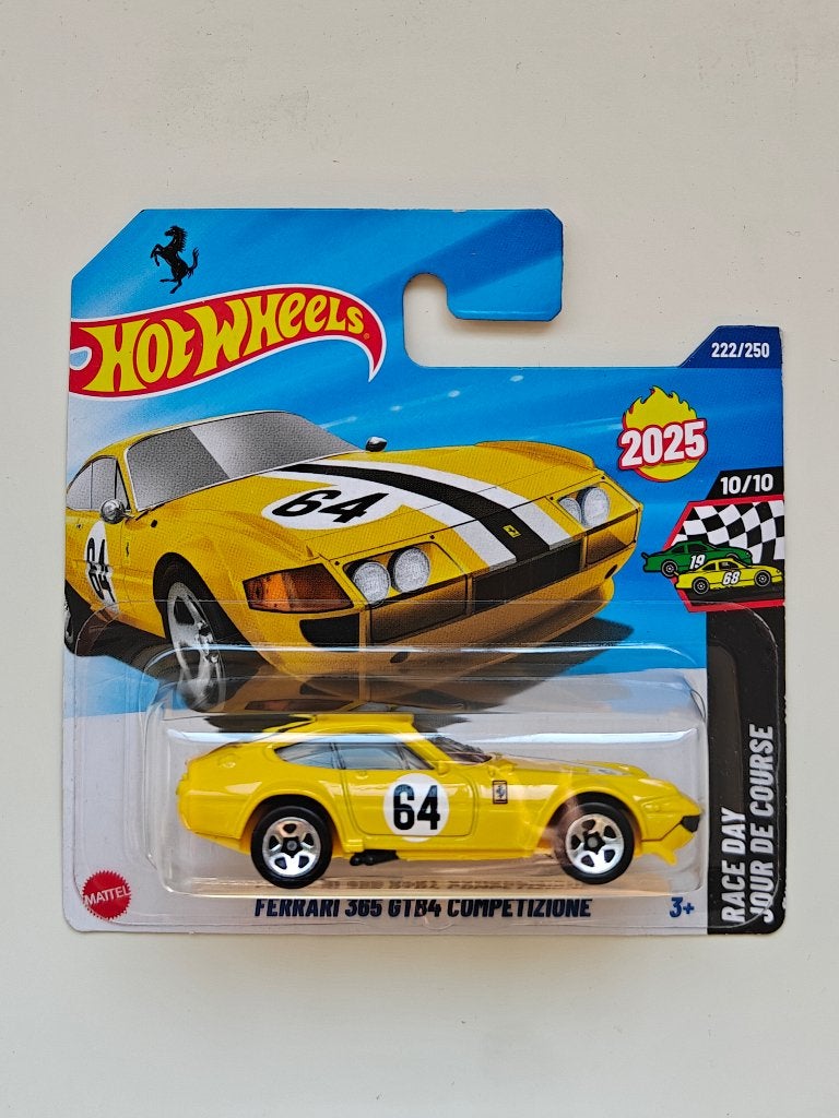 Hot Wheels Ferrari 356 GTB4 Competizione Geel Race Day, Enlèvement ou Envoi, Utilisé, Voiture