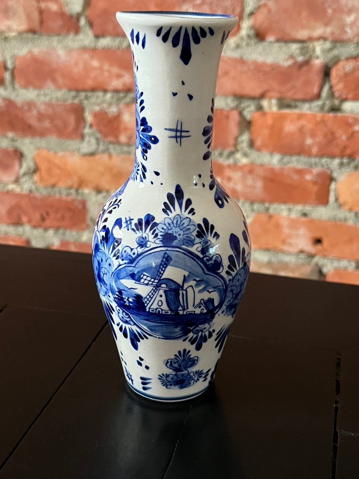 Handgeschilderde Delfts Blauwe vaas - 17 cm, Antiek en Kunst, Antiek | Vazen, Ophalen of Verzenden