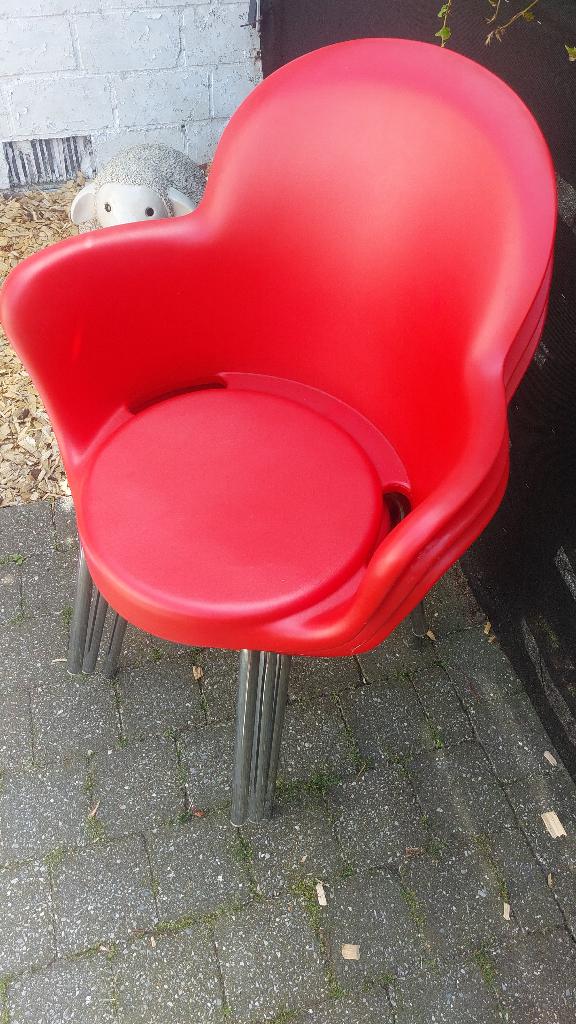 4 rode stoelen, Ophalen, Zo goed als nieuw, Vier, Modern