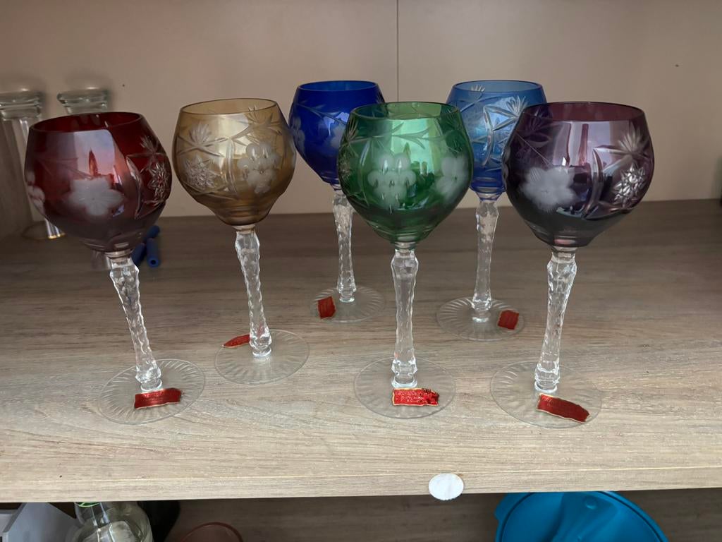 Lot de 6 Verres Roemer en Cristal de Lorraine – Taillés Main, Enlèvement
