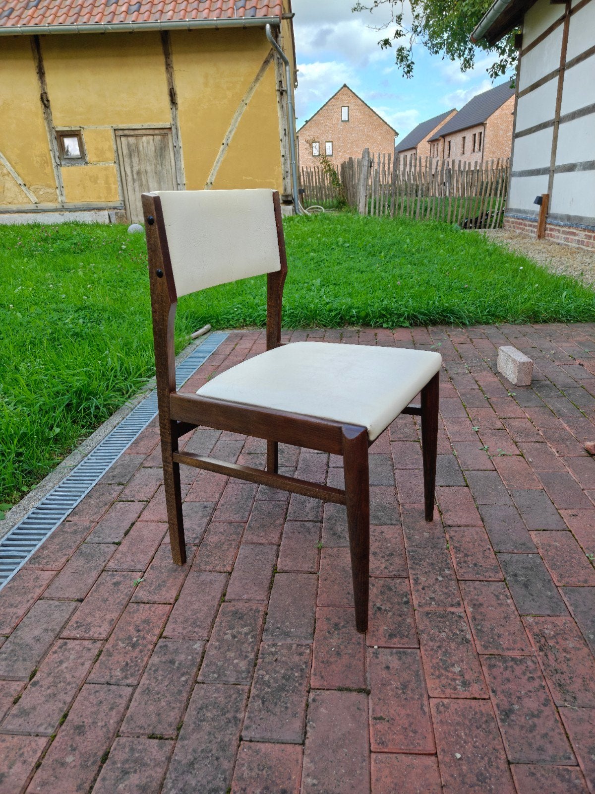 6x originele 70's stoelen, Ophalen, Wit, Hout, Zo goed als nieuw
