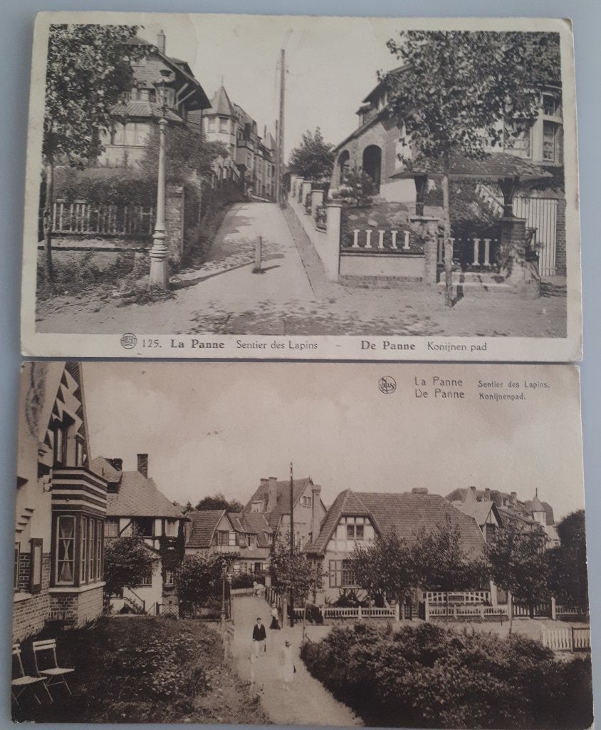 2 CP anciennes DE PANNE Konijnenpad 1937 complétées Ref.E38, Collections, Cartes postales | Belgique, Enlèvement ou Envoi, 1920 à 1940