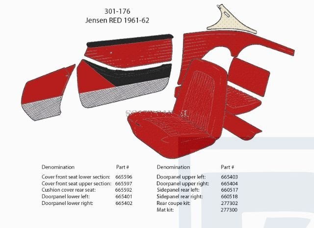 Volvo Bekleding P1800 Jensen rood 1961-1962 301-176 kussen a, Enlèvement ou Envoi, Neuf, Volvo