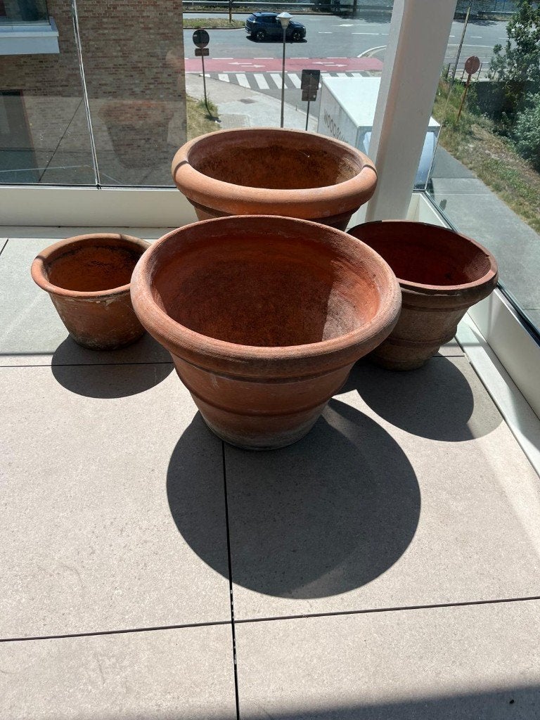 4 prachtige terracotta bloempotten, Tuin en Terras, Bloempotten, Ophalen, Gebruikt, Terracotta, Balkon