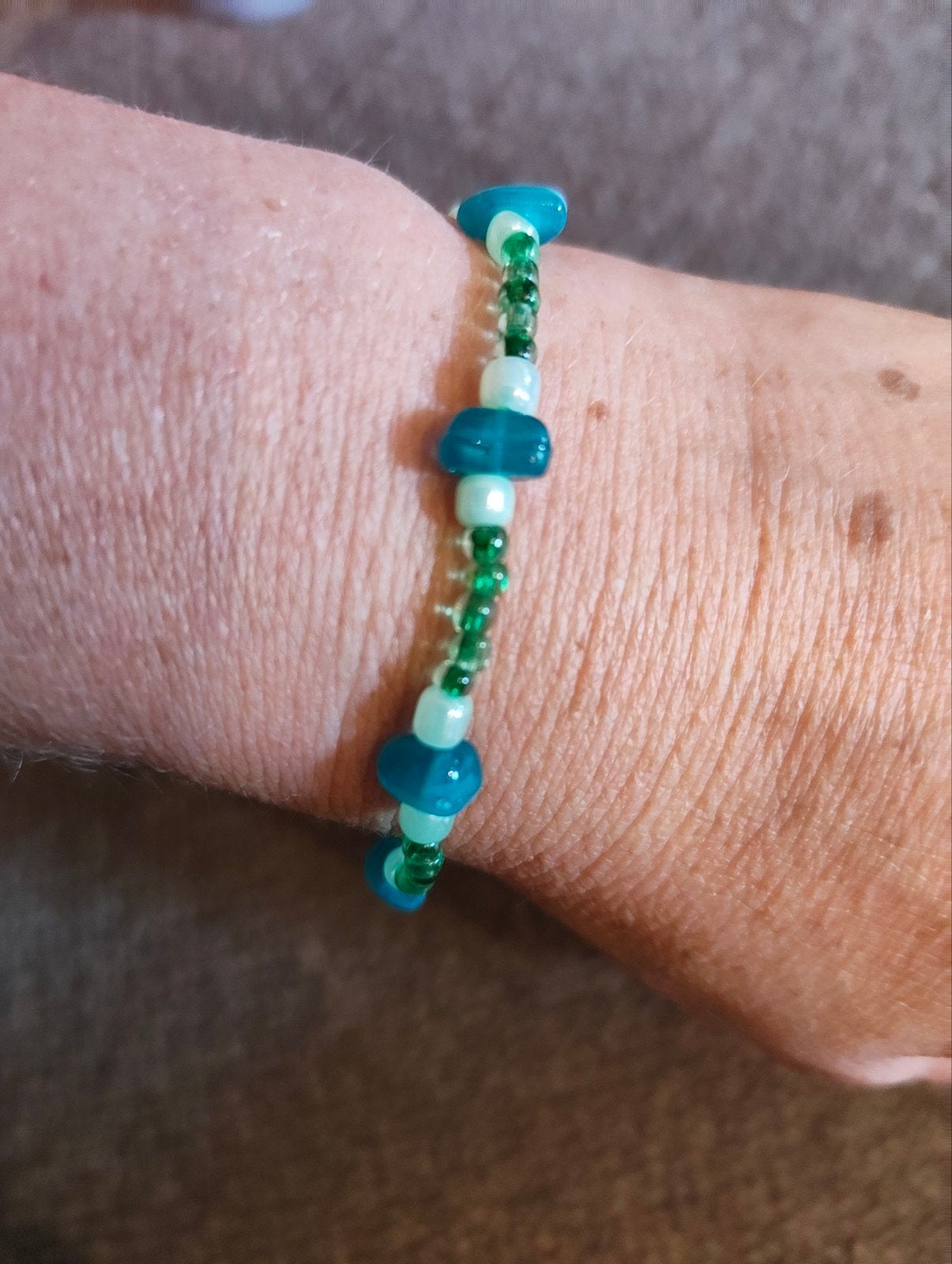 Bracelet fait main bleu vert, Ophalen of Verzenden, Blauw