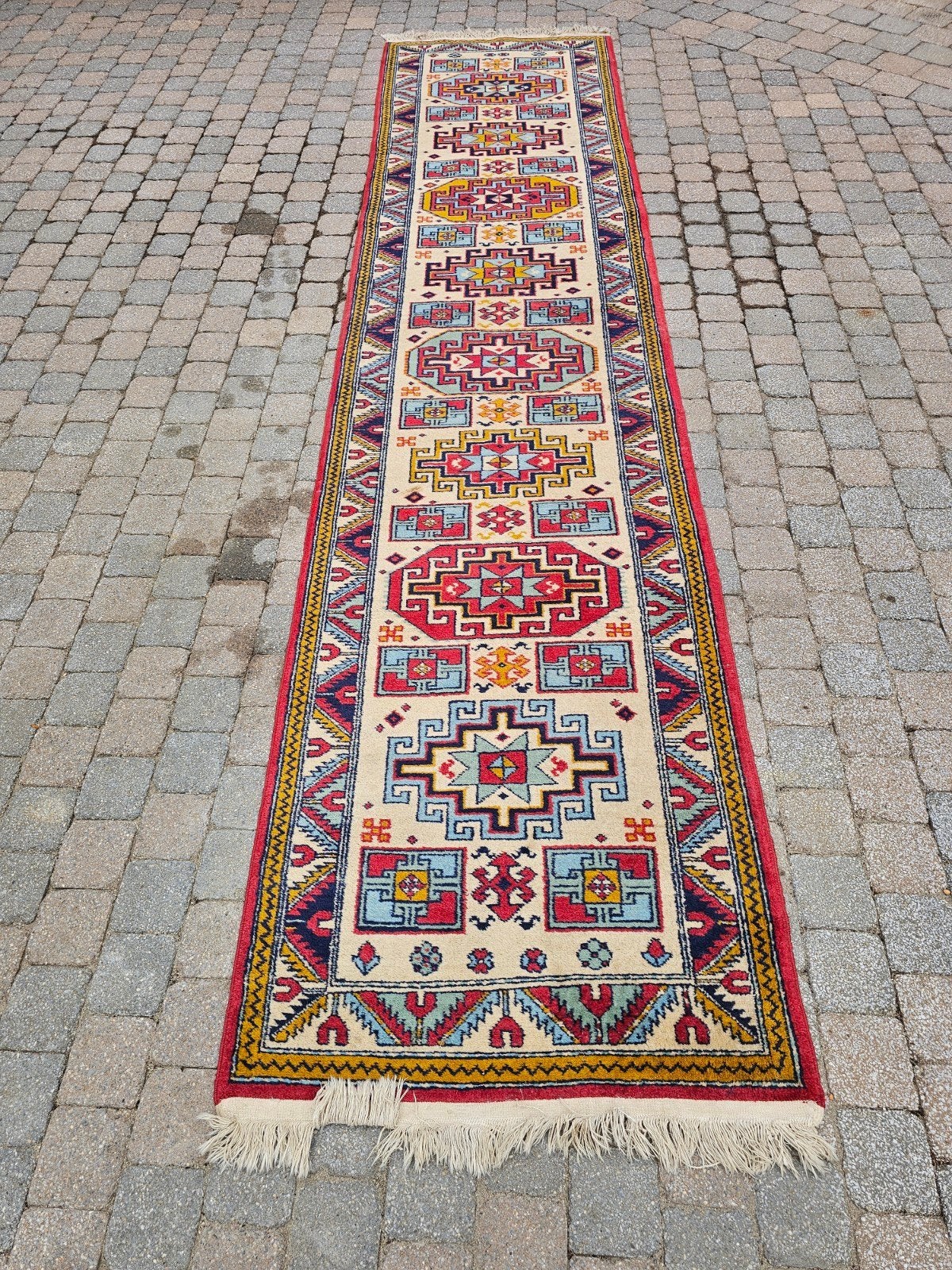 anatolisch,Turks tapijt. loper 3m80 ongeveer op 80, Ophalen, Gebruikt, Geel, 200 cm of meer