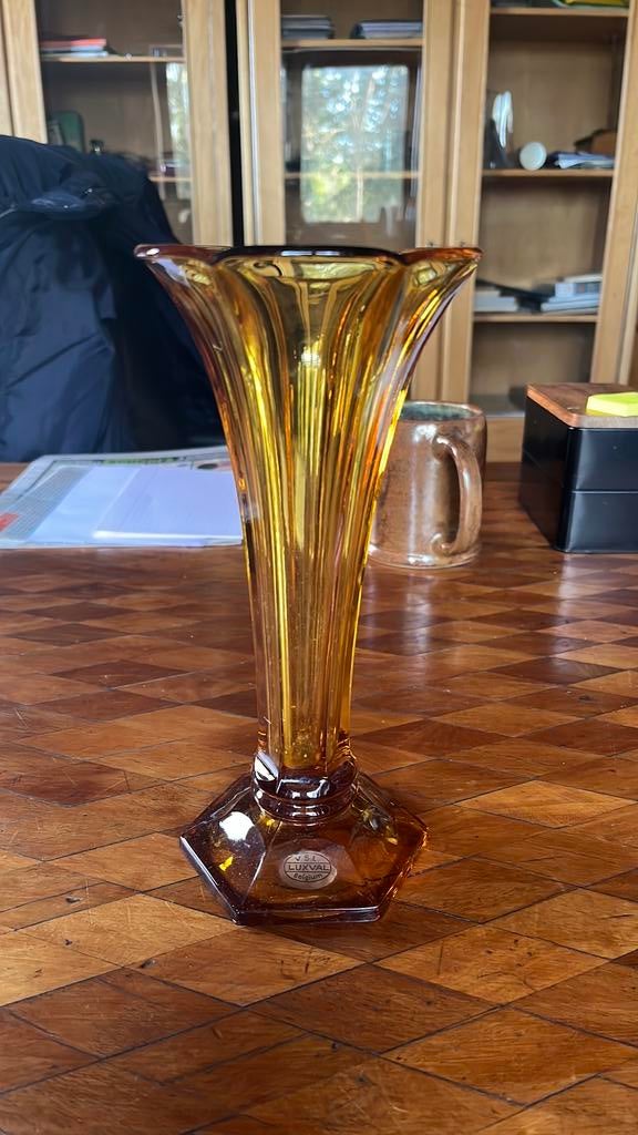 Vase luxval orange : val st lambert, Antiquités & Art, Enlèvement ou Envoi