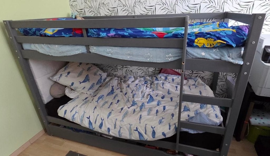 Stapelbed voor kinderen, Ophalen, 210 cm, Tweepersoons, Grijs