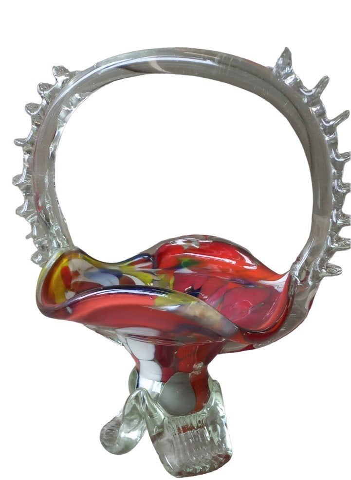 Corbeille en verre Zabkowice Usine de verre polonaise, Antiquités & Art, Enlèvement