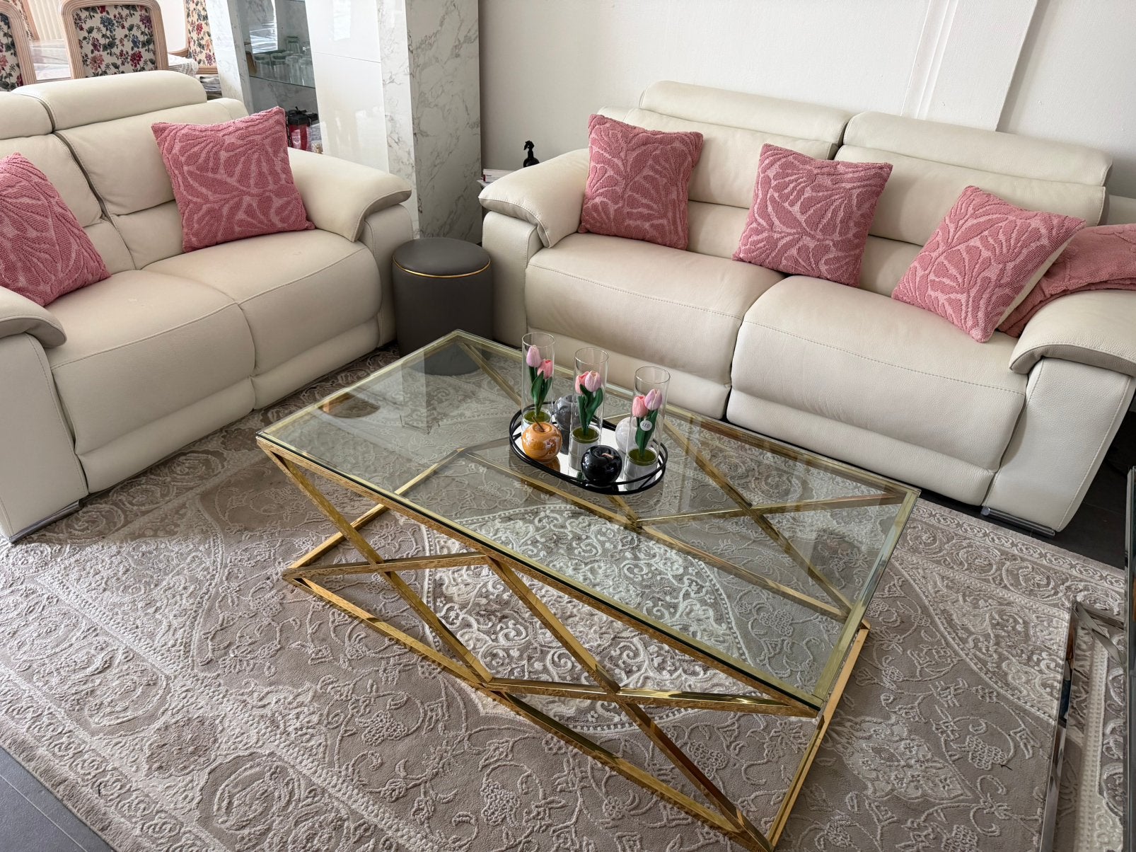 Canapé blanc en cuir, Maison & Meubles, Enlèvement ou Envoi, Utilisé, Cuir