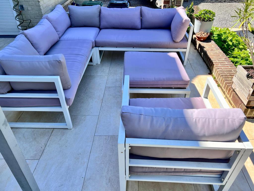 Loungeset, Tuin en Terras, Tuinsets en Loungesets, Ophalen, Gebruikt, Aluminium, Loungeset
