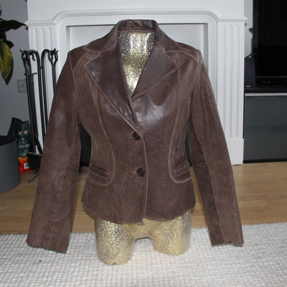 Veste décontractée en cuir marron (M) €55, -, Vêtements | Femmes, Taille 38/40 (M), Comme neuf, Brun, Casual Wear