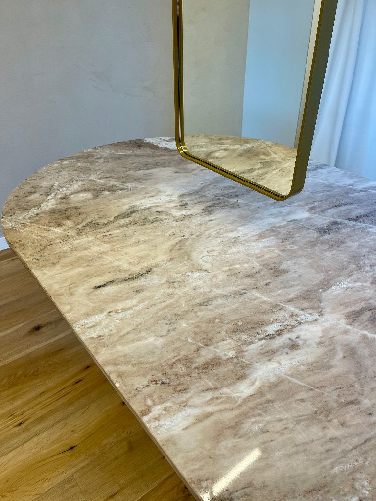 Roze marmeren tafel met kastelement, Enlèvement, Utilisé, 50 à 100 cm, Autres matériaux