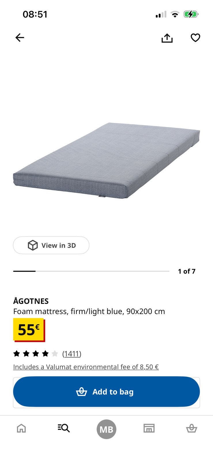 Mattress 90X200 cm, Maison & Meubles, Chambre à coucher | Matelas & Sommiers, 90 cm, Matelas, Une personne, Enlèvement