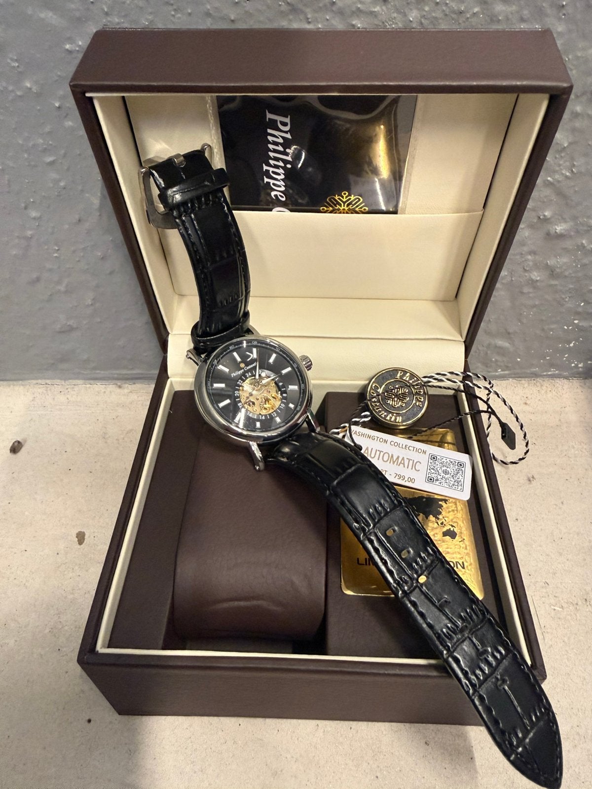 Horloge philippe costantin, Leer, Staal, Polshorloge, Nieuw