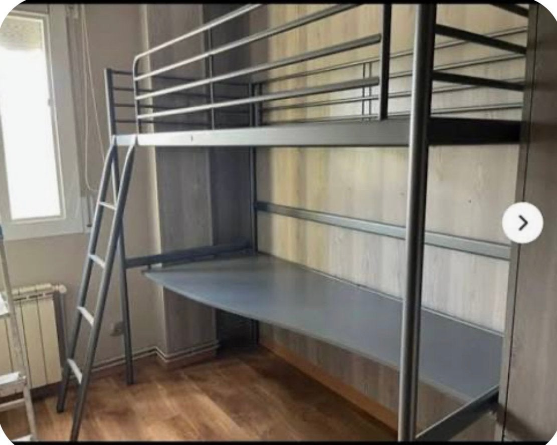 Lit mezzanine Ikea Tromsö avec bureau & étagère, Maison & Meubles, Enlèvement, Comme neuf, Lit mezzanine
