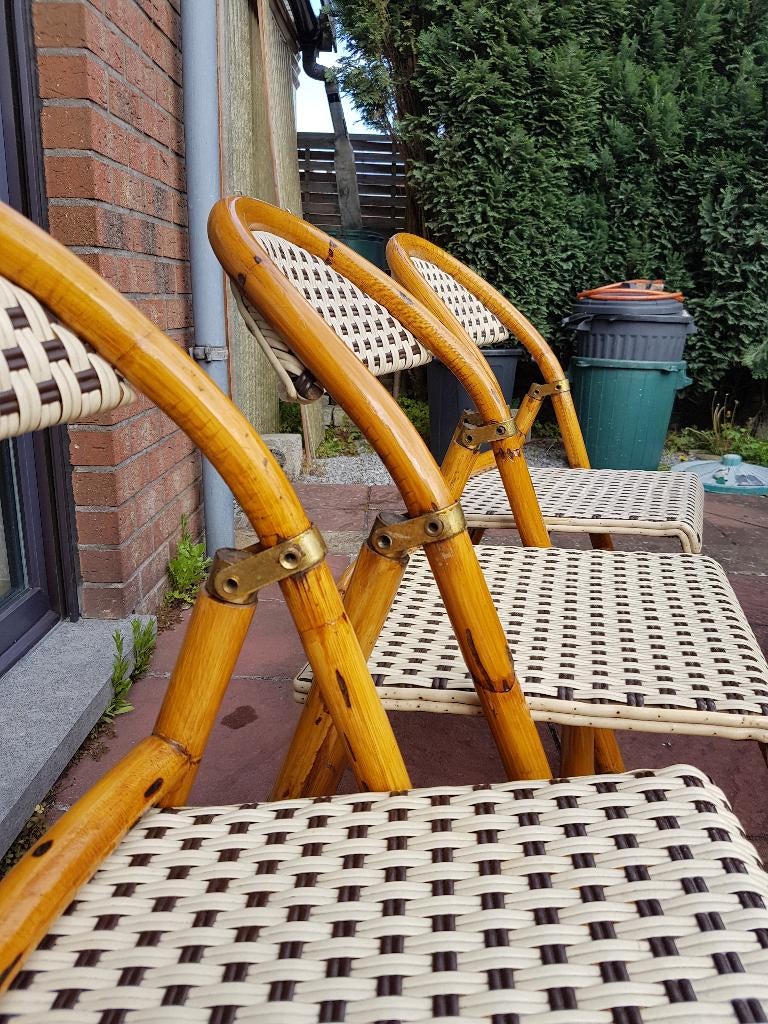 Chaises pliantes en rotin et nylon tressé, Jardin & Terrasse, Chaises de jardin, Enlèvement, Utilisé, Rotin, Pliant