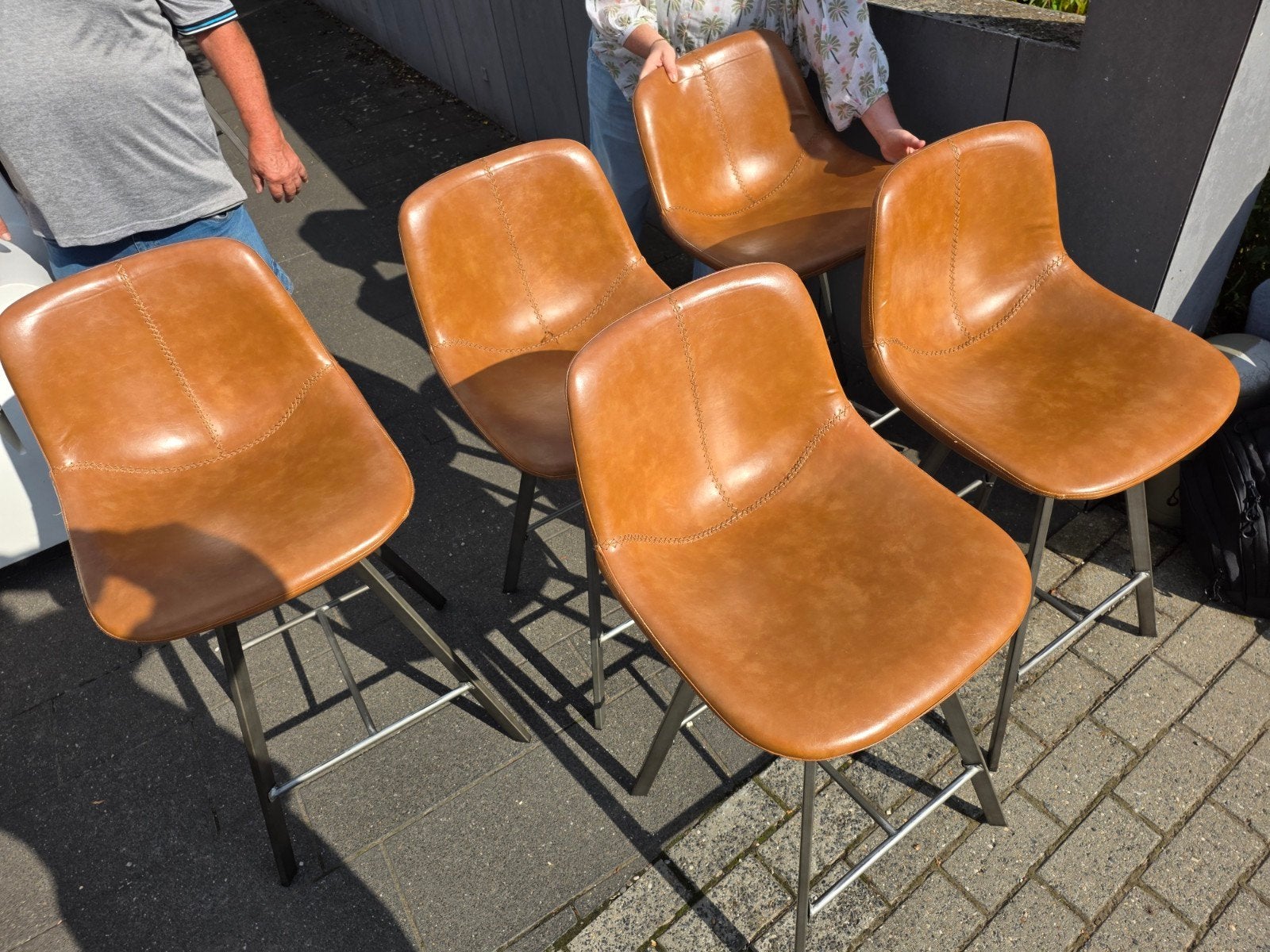 chaises en cuir, tabourets de bar, 250 euros pour 6 ensemble, Maison & Meubles, Enlèvement, Utilisé, Cuir, 60 à 90 cm