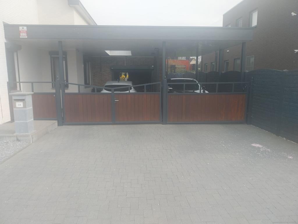 Hekwerk  met ceder hout behandeld, Tuin en Terras, Ophalen, Gebruikt, IJzer, Met poort