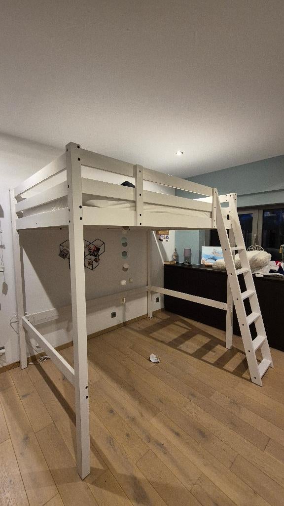 Lit double mezzanine 140x200, 200 cm de hauteur ou plus, 140 cm, Enlèvement, Utilisé