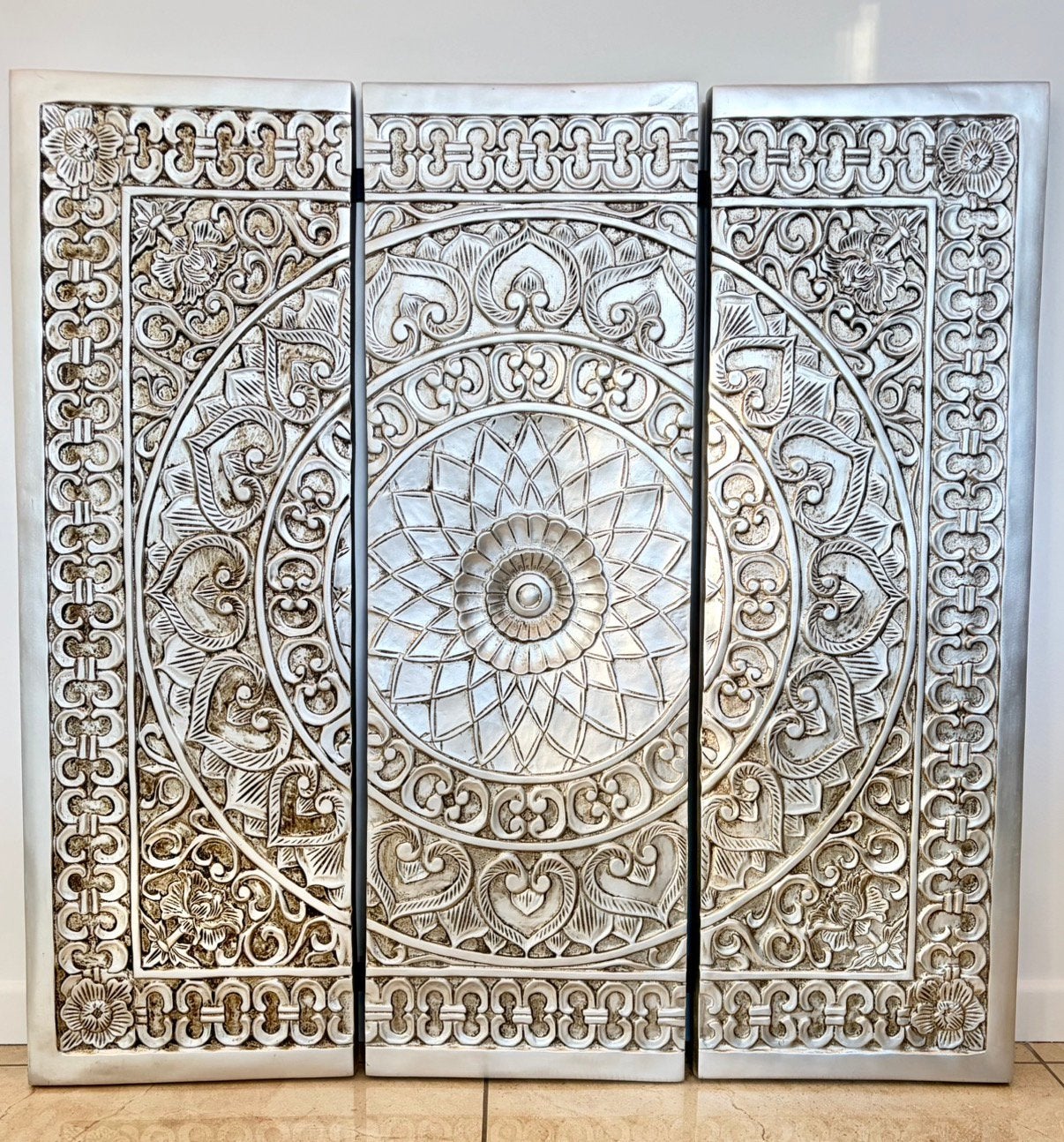 Panneau mural sculpté mandala, Huis en Inrichting, Ophalen, Zo goed als nieuw