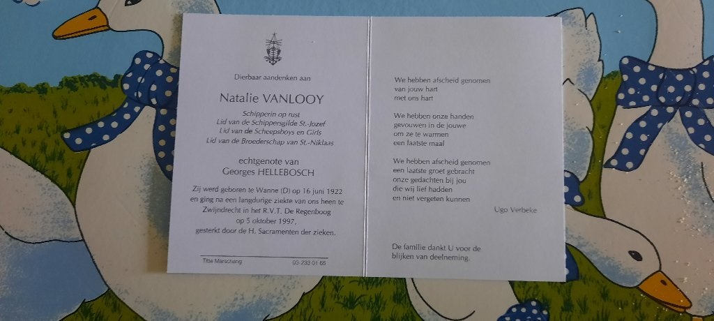 bidprentje schipperin, Verzamelen, Bidprentjes en Rouwkaarten, Ophalen of Verzenden, Bidprentje
