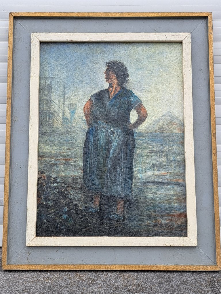 huile sur toile hiercheuse signe g dufour, Antiek en Kunst, Ophalen of Verzenden, Doek