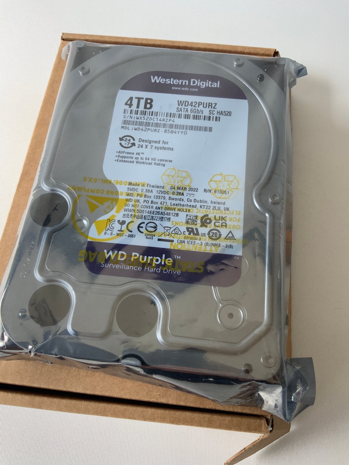 NIEUW WD 4 TB Purple harddisk voor 24/7 videobewaking, Ophalen of Verzenden, Nieuw