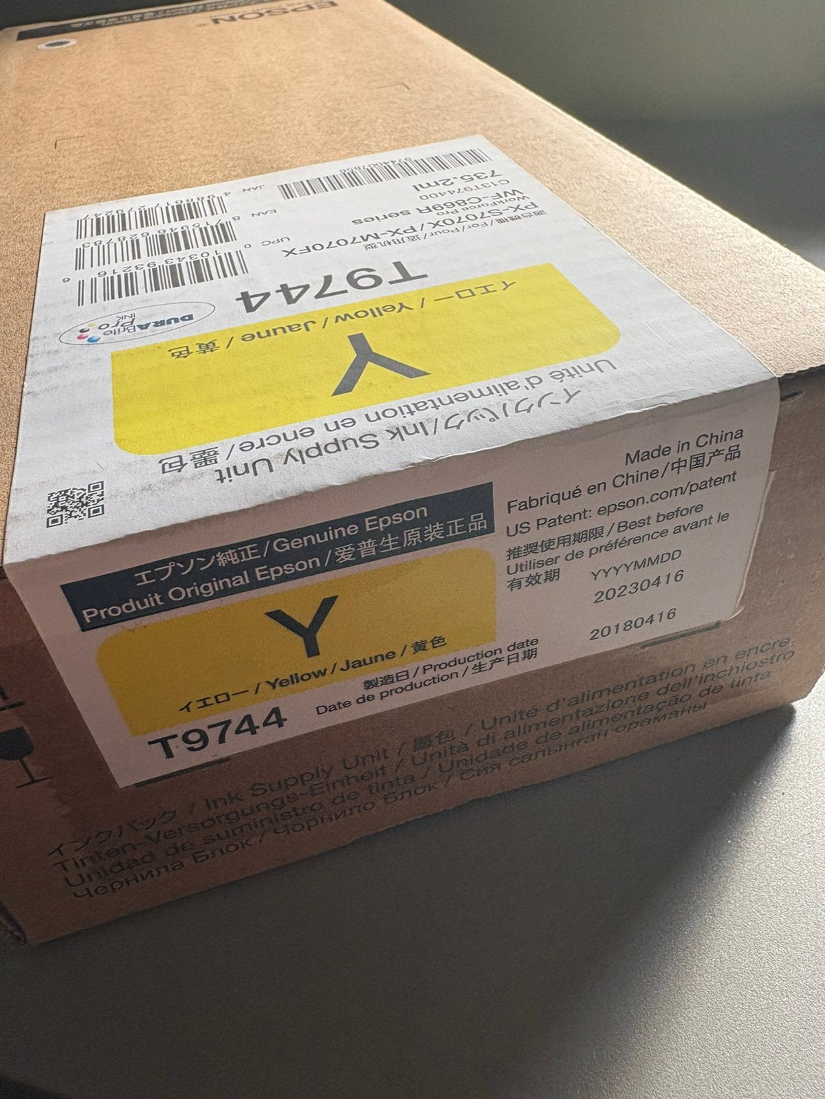 Cartouche Epson T9744 Jaune (Y) – Originale, Informatique & Logiciels, Fournitures d'imprimante, Neuf, Cartridge, Enlèvement ou Envoi