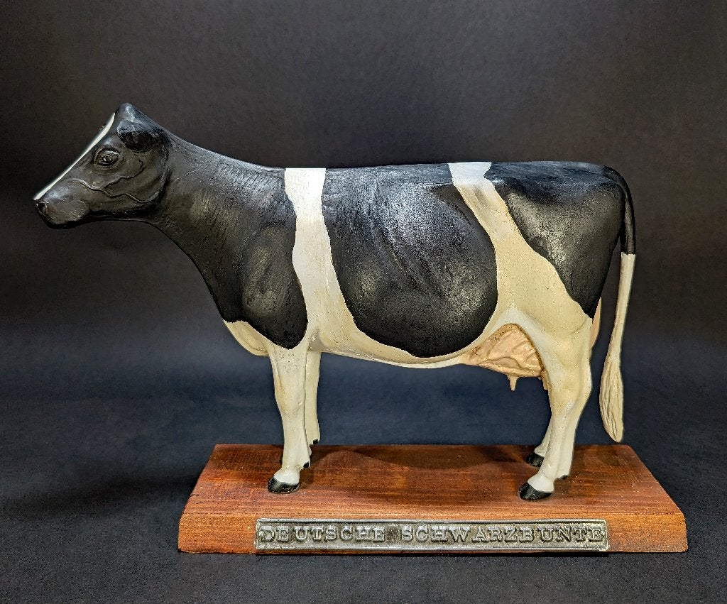 Grote vintage koe van Deutsche Schwarzbunte op standaard, Antiek en Kunst, Ophalen of Verzenden