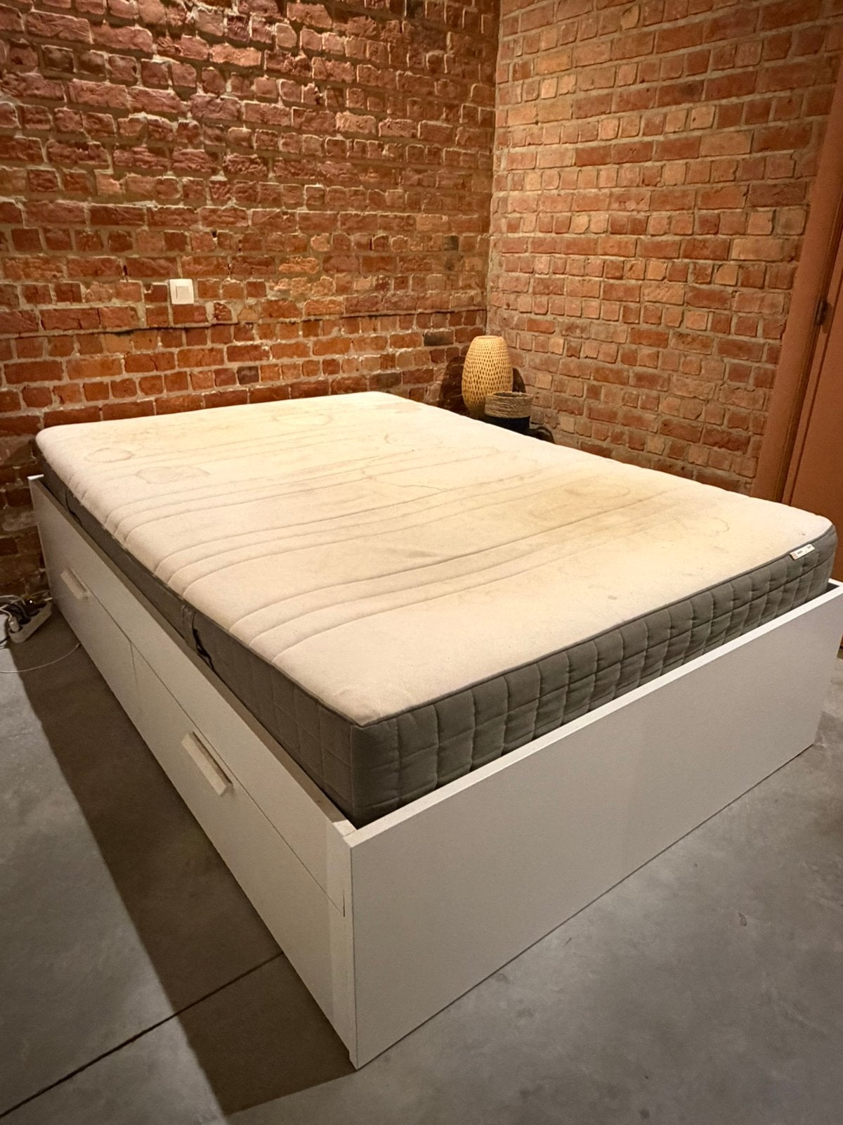 ️ Lit IKEA BRIMNES 140x200 avec rangements – Très bon état, Maison & Meubles, Chambre à coucher | Lits, Enlèvement, 200 cm, Deux personnes