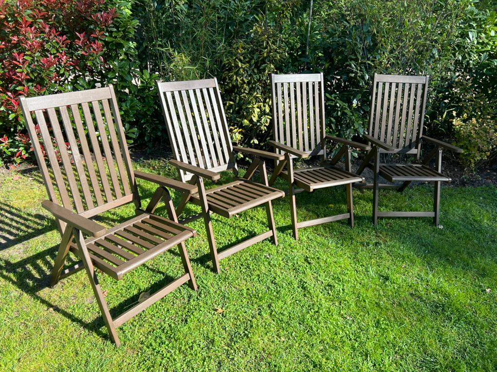 houten tuinstoelen 4x, Tuin en Terras, Tuinstoelen, Zo goed als nieuw, Hout, Ophalen