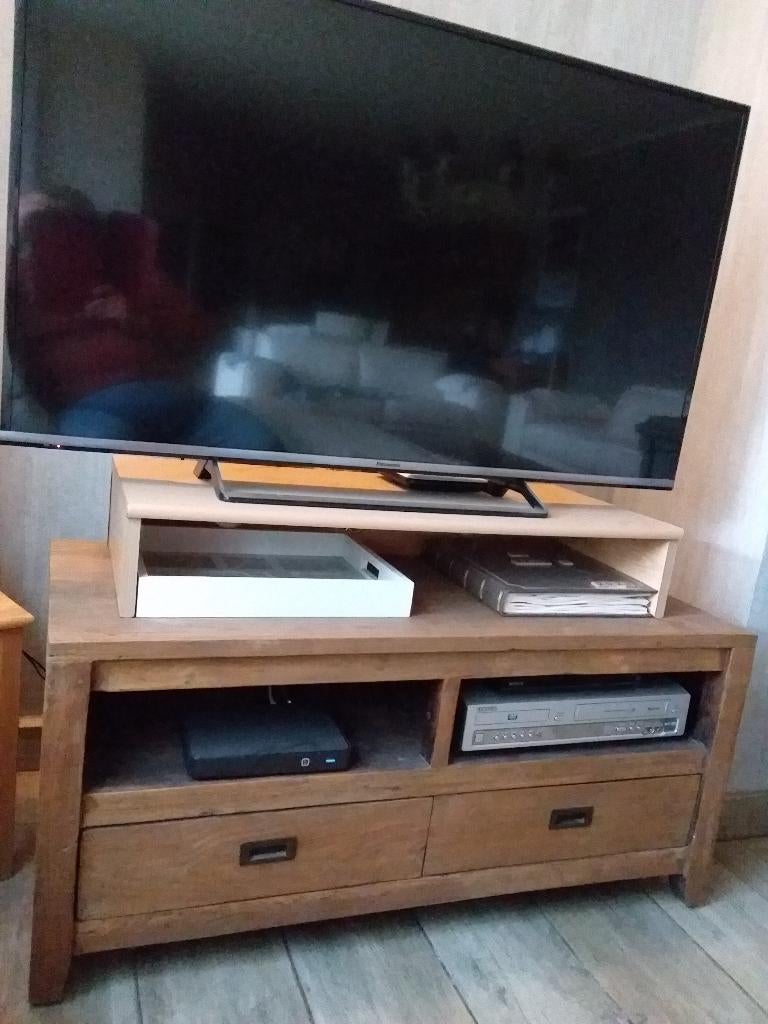 Tv meubel, Teck, Comme neuf, 100 à 150 cm, Enlèvement