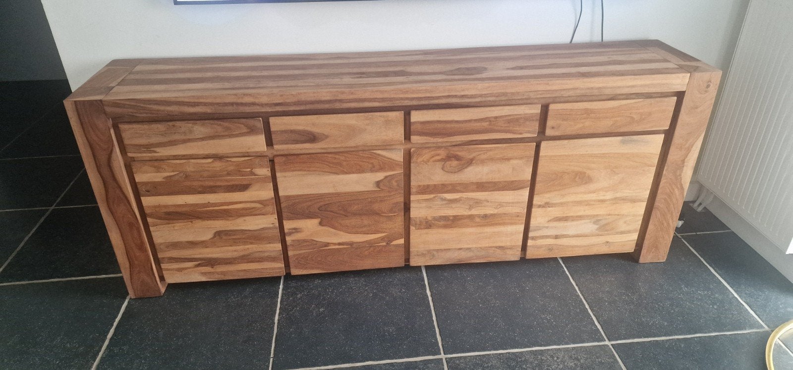 Massieve acaciahouten Tafel 3M +Dressoir +8 stoelen !, Ophalen