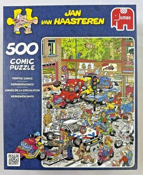 Jan van Haasteren Puzzel 500 st. Verkeerschaos compleet, Verzenden, 500 t/m 1500 stukjes, Zo goed als nieuw, Legpuzzel