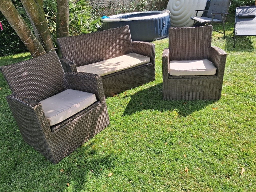 Tuinset, Ophalen, 4 zitplaatsen, Gebruikt, Wicker