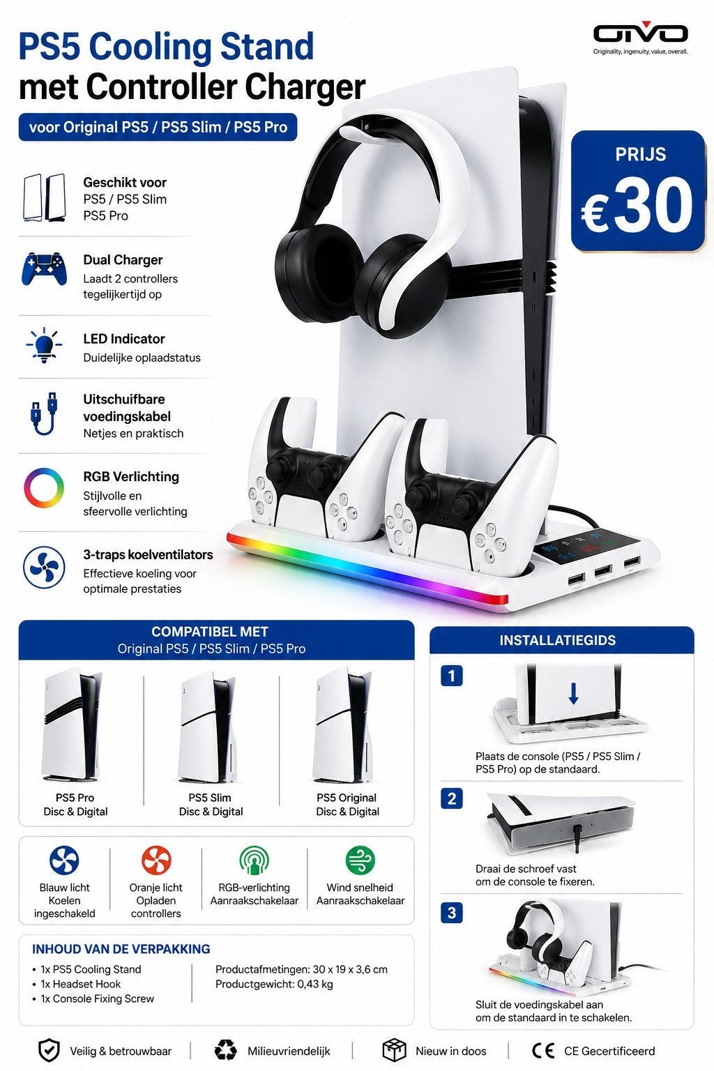 oplaadstation & koeler voor ps5 console, Consoles de jeu & Jeux vidéo, Consoles de jeu | Sony Consoles | Accessoires, Enlèvement ou Envoi