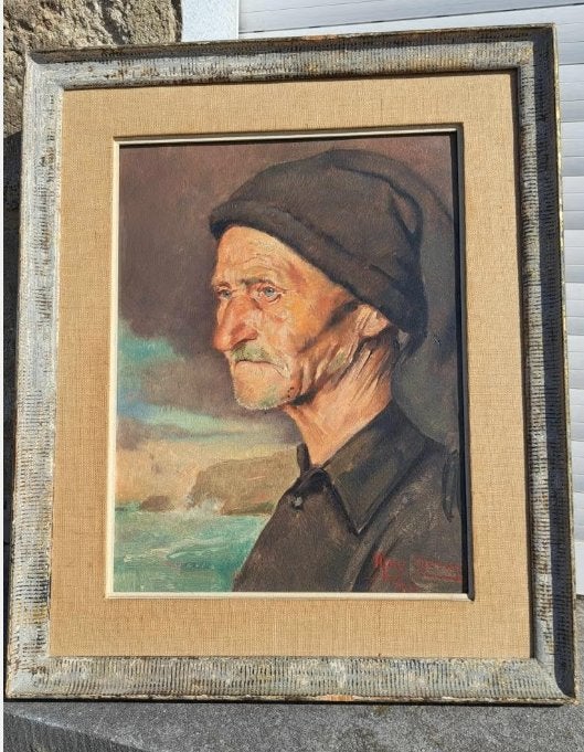 huile sur panneau signe max moreau, Ophalen of Verzenden, Paneel