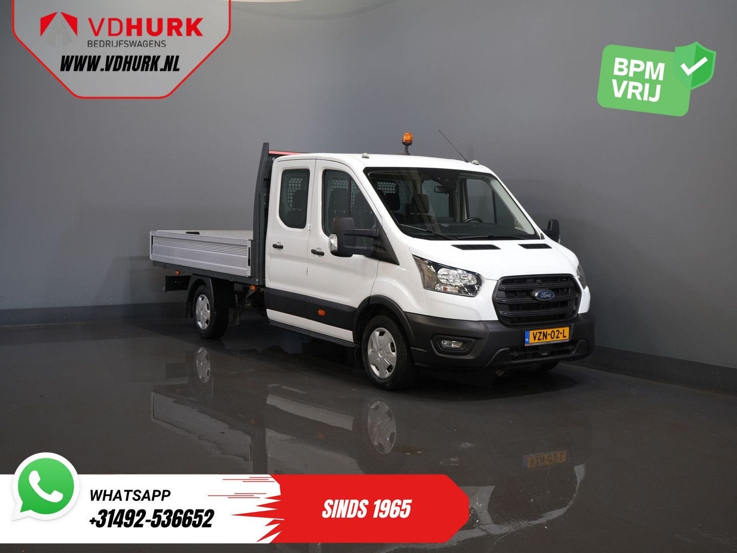 Ford Transit 2.0 TDCI 130 pk DC Dubbel Cabine Open Laadbak/, Auto's, Bestelwagens en Lichte vracht, 259 g/km, Wit, Ford, Te koop