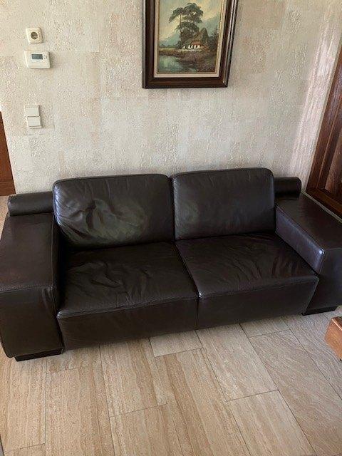 bruine lederen zetel 2.17L en 90H, Ophalen, Gebruikt, Driepersoons, Leer