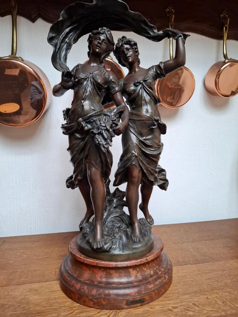 Sculpture en régule de style Art Nouveau - "Orage" Moreau, Bronze