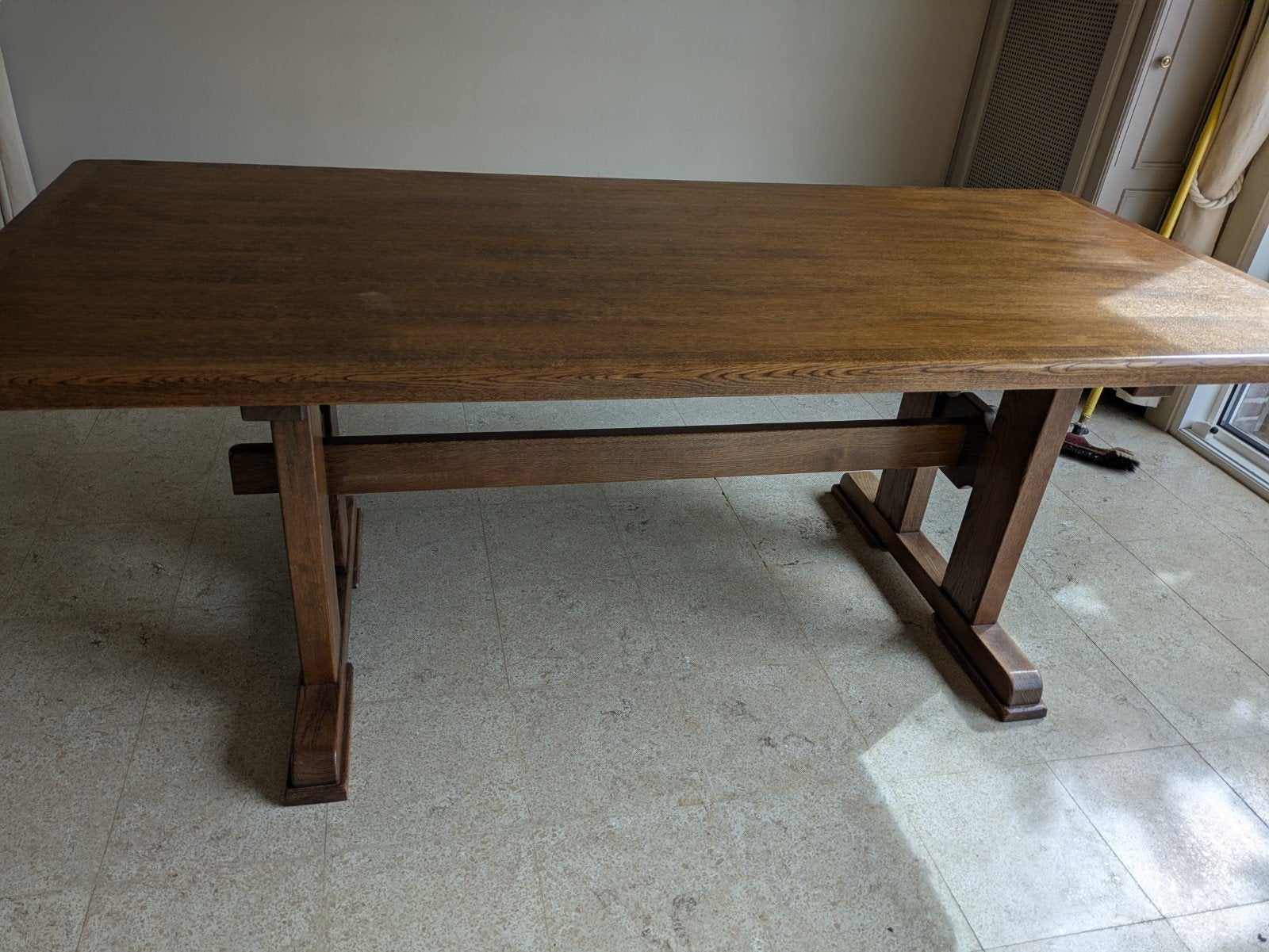 eetkamertafel in eik, Ophalen, Gebruikt, Eikenhout, 200 cm of meer