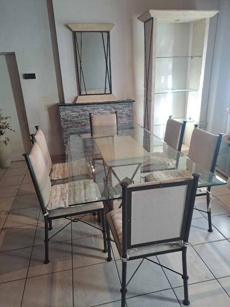 Salle à manger complète, Enlèvement, Utilisé, Imitation marbre, 4 à 6 chaises