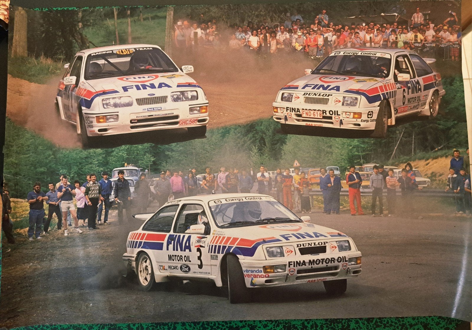 FINA FORD SIERRA COSWORTH - AFFICHE ORIGINALE DU RALLYE, Enlèvement ou Envoi, Rectangulaire horizontal, A1 jusqu'à A3, Utilisé
