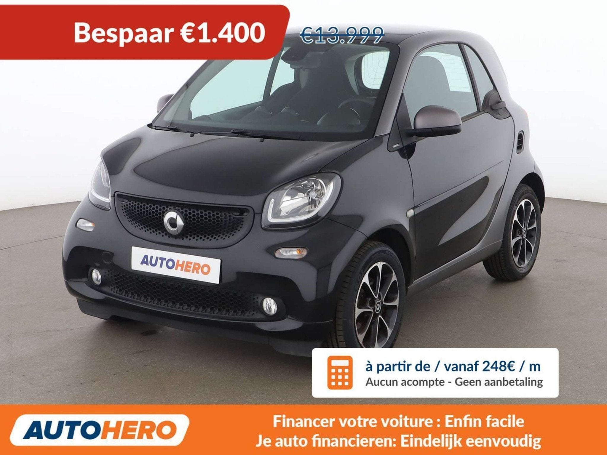 Smart Fortwo 0.9 Turbo Basis passion (automatique), Autos, Achat, 96 g/km, 2 places, Noir
