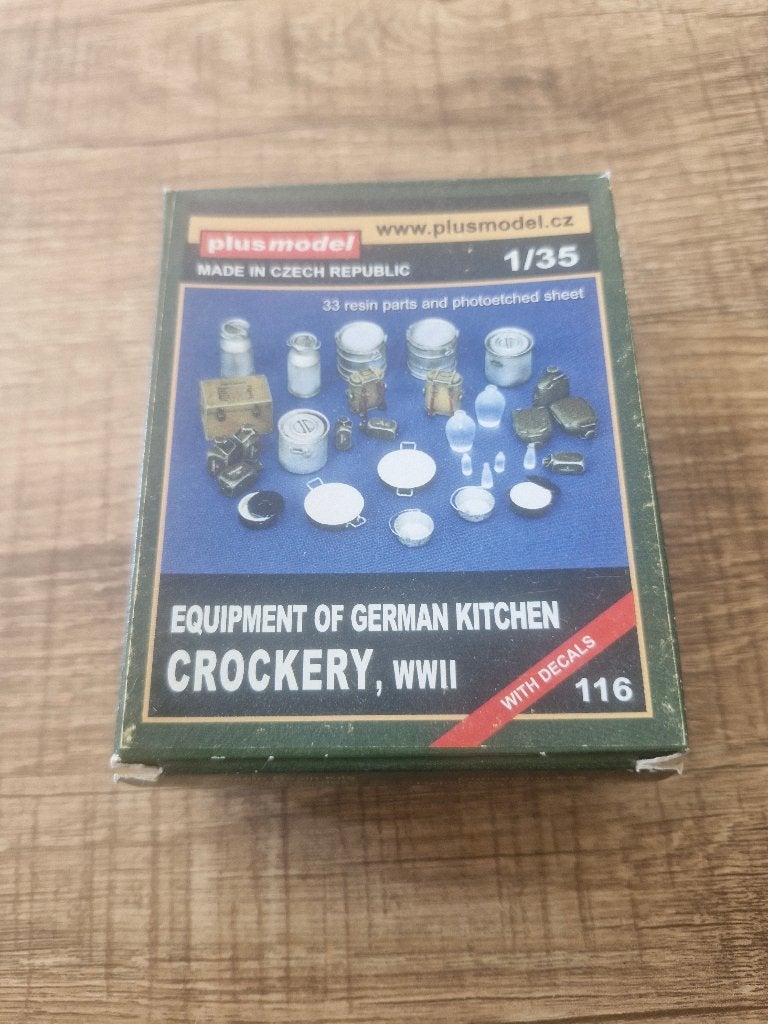 Plusmodel 1/35 Crockery Equipment of German Kitchen WW II, Enlèvement ou Envoi, Neuf, 1:35 à 1:50, Diorama