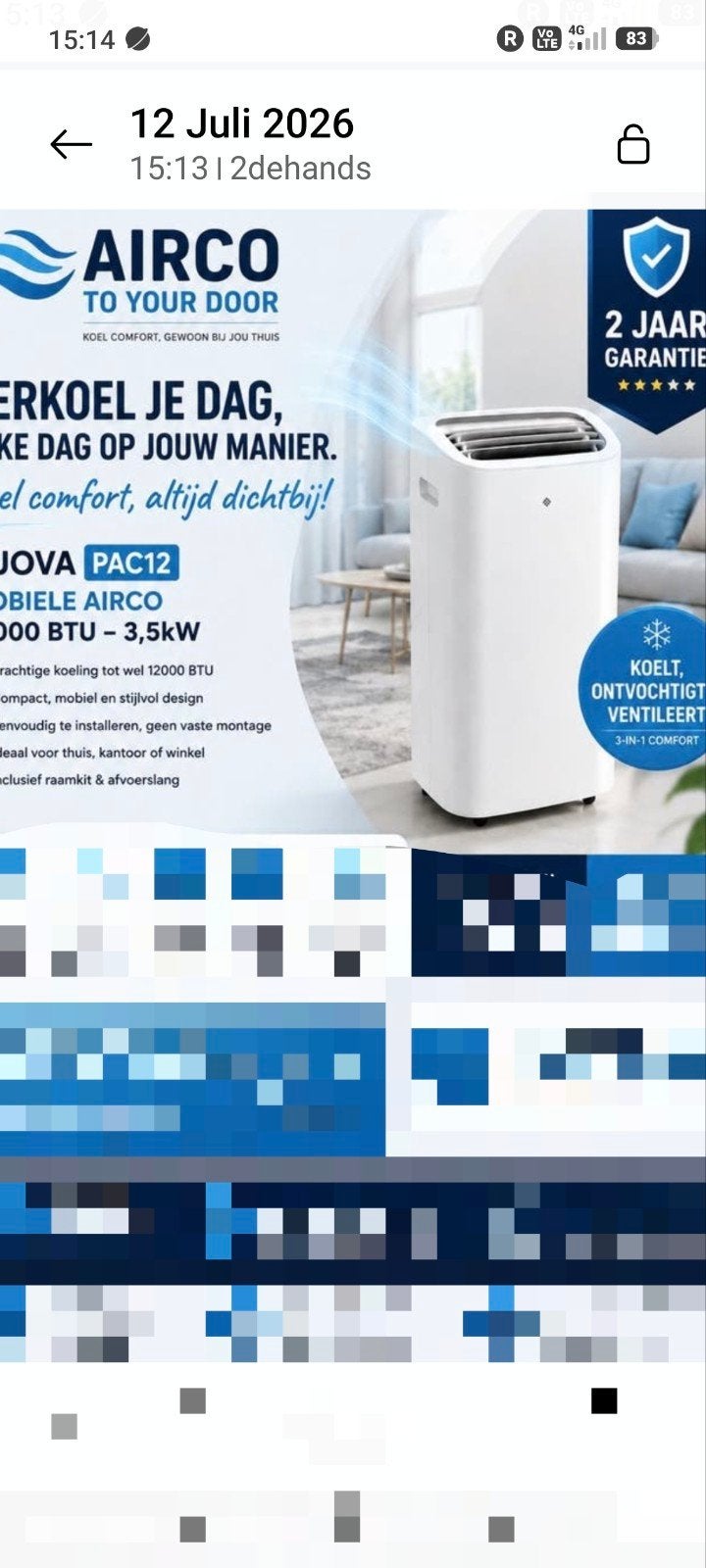 Mobile airco 12000btu, Elektronische apparatuur, Airco's, Ophalen